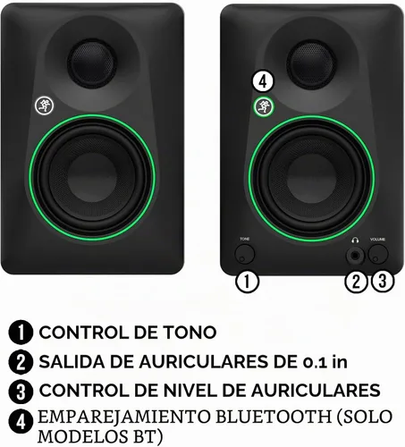 Vista 5 de Mackie CR3.5BT - Monitores de estudio de referencia creativa alimentados de 3.5 pulgadas con Bluetooth, perilla de tono e interruptor de ubicación