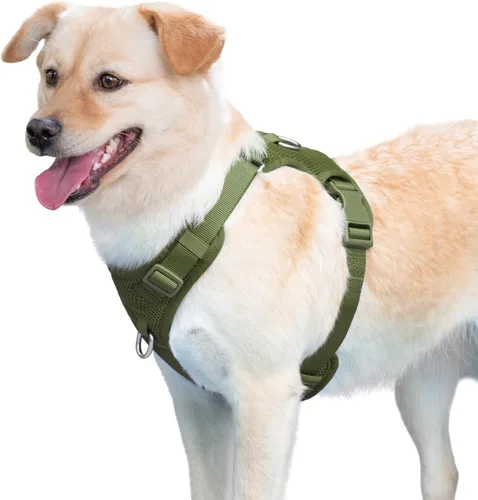 Vista 8 de Arnés sin tirones para perros pequeños, medianos y grandes, chaleco de malla ajustable de 2 capas con doble clip, a prueba de escapes, liberación