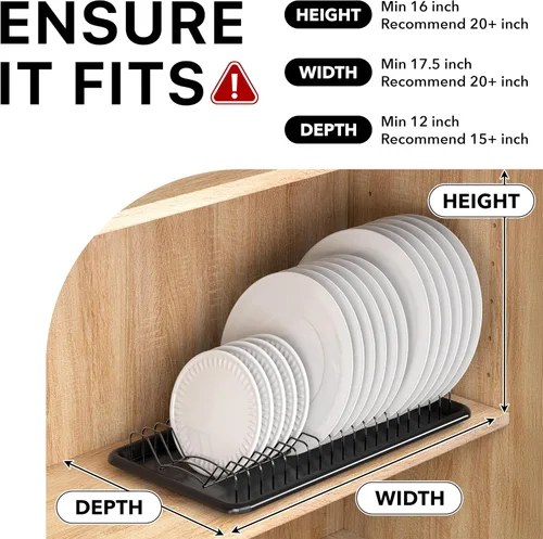 Vista 5 de Simple Houseware Escurridor de platos con bandeja de escurrido, negro