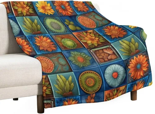 Vista 17 de Manta bohemia mexicana retro a rayas multicolor, manta bohemia étnica cálida de 30 x 40 pulgadas, suave manta de felpa mullida y acogedora manta
