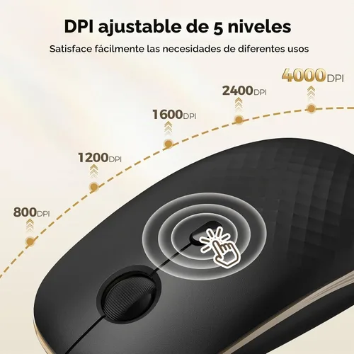 Vista 4 de TECKNET Ratón inalámbrico, recargable delgado, portátil, silencioso con receptor USB de 2.4 GHz, silencioso y ligero, batería de larga duración