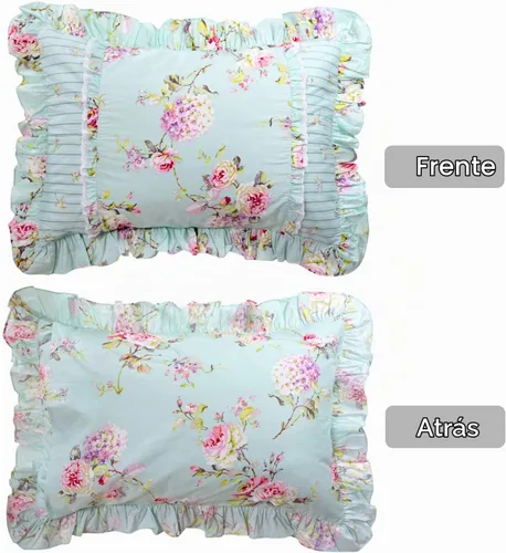 Vista 3 de FADFAY Fundas de almohada con volantes, hermosas fundas de almohada de granja, color azul (azul, tamaño estándar 19 x 29 pulgadas)