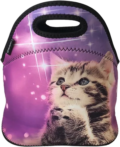 Vista 13 de allydrew Bolsa de almuerzo de neopreno aislada con cremallera para lonchera, plátanos y rayas