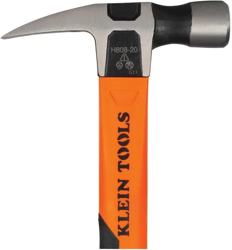 Vista 13 de Klein Tools H80820 Martillo de garra recta, 20 onzas, mango de agarre antideslizante de fibra de vidrio con orificio de sujeción, 13 pulgadas