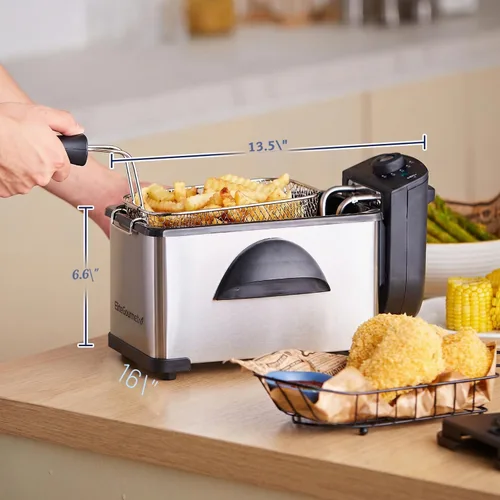 Vista 3 de Elite Gourmet Freidora de inmersión de 2 cuartos de galón, cesta extraíble