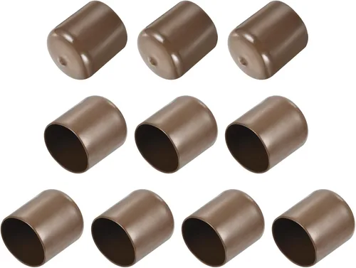 Vista 184 de uxcell 10 tapas de goma para extremos de 0.591 in de identificación, tapa de extremo redondo, protectores de rosca de tornillo, color negro