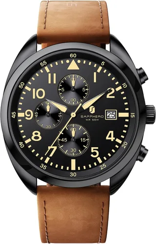 Vista 8 de SAPPHERO Reloj de lujo para hombre, resistente al agua, 164.0 ft, correa de silicona, analógico, de cuarzo, con fecha, reloj de pulsera clásico