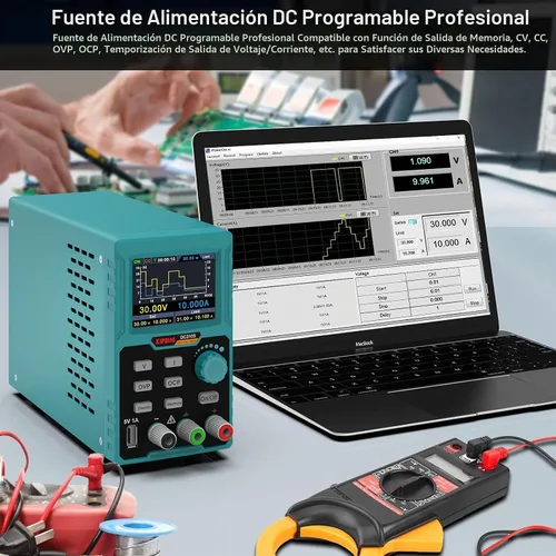 Vista 3 de Fuente de alimentación CC, fuente de alimentación regulada ajustable de 0-30 V 0-10 A, entrada de 110 V, pantalla de 4 dígitos de alta precisión
