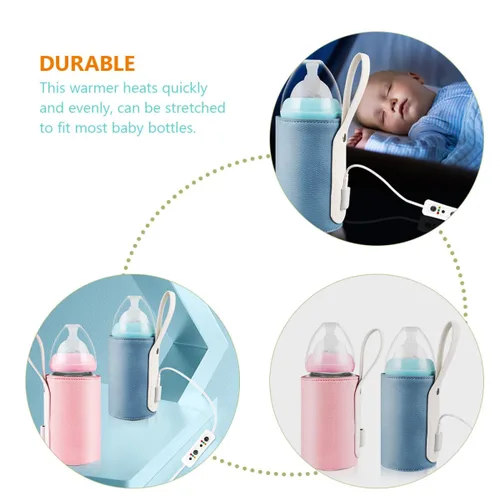Vista 3 de FRCOLOR Portable Bottle Warmer Sleeve USB Rechargeable Travel Milk Heater with Intelligent Temperature Control and Timer Compact Insulated Warmer