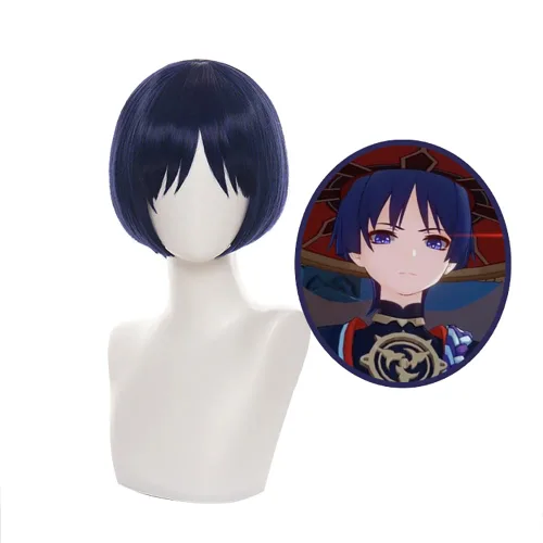 Vista 2 de Peluca de anime para cosplay de Game Genshin Impact Cosplay con gorra de peluca gratis (Scaramouche)