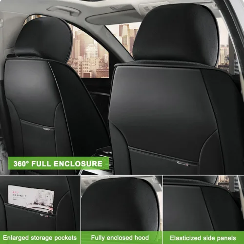 Vista 4 de Fundas de asiento para GMC Canyon 2004-2024, 2 fundas de asiento de automóvil de cuero, fundas protectoras de asiento impermeables, fundas