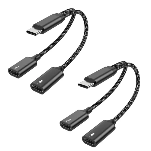 Vista 8 de MOGOOD Cable divisor USB C de 60 W, 2 en 1 USB-C macho a doble USB-C hembra, carga mientras usas auriculares, SSD, DAC o controlador, para Steam