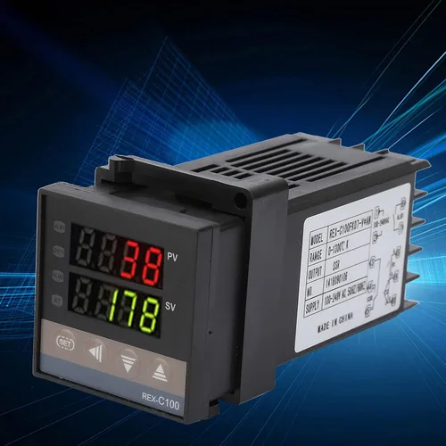 Vista 2 de REX C100 PID Controlador de temperatura, alarma de 32.0 °F ~ 2,372.0 °F LED PID controlador de temperatura Kit de termostato AC 110V -240V