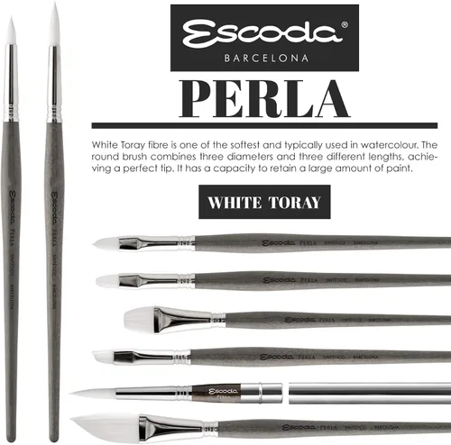 Vista 4 de Speedball Art Products 1430-10 Escoda Perla Series, 10, filamento sintético blanco Toray