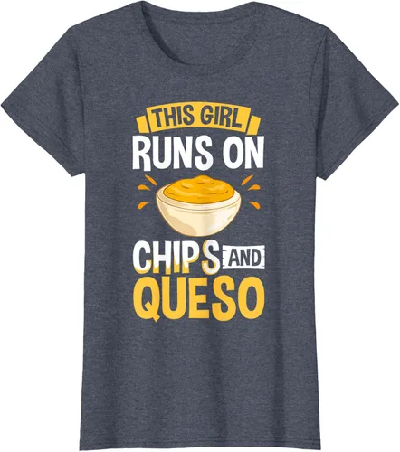 Vista 11 de Queso Dip Camiseta Chile con Queso Salsa Mexican Chips Chile con Queso, Negro, S