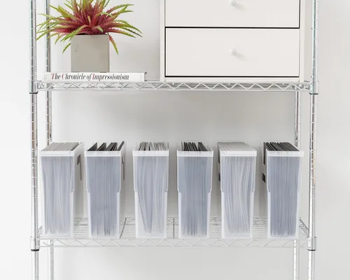 Vista 8 de IRIS USA Paquete de 6 cajas de archivos de escritorio pequeñas con tapa Transparente