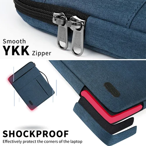 Vista 3 de Funda para laptop de 13.3, 14, 15.6 pulgadas, impermeable, duradera, bolsa de transporte para computadora de negocios, compatible con MacBook