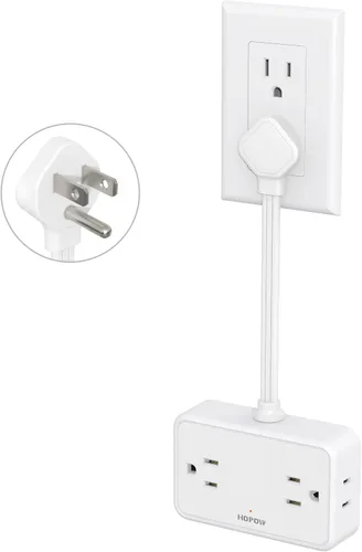 Vista 17 de HOPOW - Cable de extensión de enchufe plano, 4AC y 2A2C, regleta de alimentación de 6 pies para viajes Extension Cord with Multiple Outlets