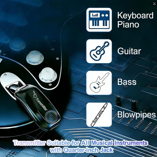 Vista 5 de Sistema de guitarra inalámbrica, transmisor y receptor de audio de carga, rango de 100 pies, para práctica de enseñanza de instrumentos, conciertos