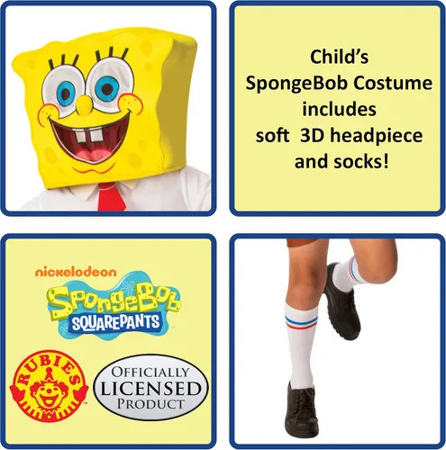 Vista 3 de Rubie's Disfraz clásico de Bob Esponja Nickelodeon para niño