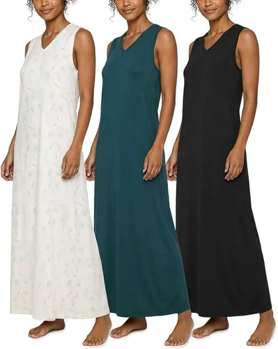 Vista 10 de Real Essentials 3 Pack: Camisón sin mangas ultrasuave para mujer, camisón de dormir en tanque (disponible en tallas extragrandes)