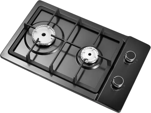 Vista 8 de Estufa de gas de 20 pulgadas, estufa de propano de 2 quemadores, placa de cocina de gas integrada de doble propósito de GN/GLP con panel de acero