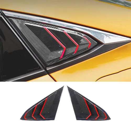 Vista 14 de Persianas laterales de ABS para ventana trasera de aire, para Honda Civic Hatchback Tipo R 2016 2017 2018 2019 2020 2021 (negro brillante)
