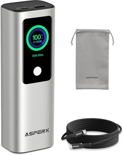 Vista 10 de AsperX Banco de energía para ordenador portátil, 165W 20000mAh, Unibody de Gris