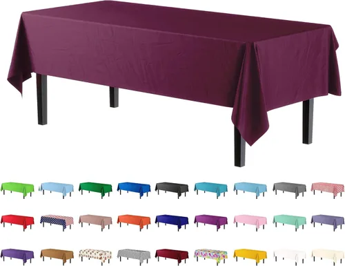 Vista 59 de Party Solids Paquete de 4 manteles de plástico color azul aguamarina, 54 x 108 pulgadas, mantel desechable para fiestas y pícnics