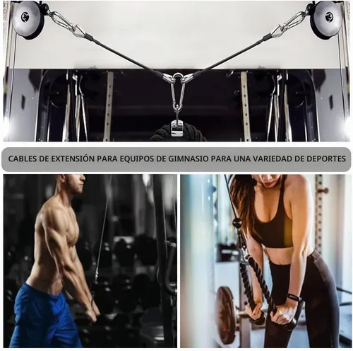 Vista 5 de LOOEEL 3 extensiones de cable de gimnasio, cable de extensión de gimnasio de 0.2 pulgadas de grosor, accesorios de cuerda de extensión de fitness