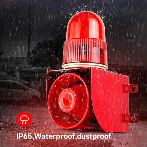 Vista 8 de Sensor de movimiento sirena de alarma 120dB cuerno ajustable impermeable LED luz estroboscópica sirena detector de movimiento sistema de alarma
