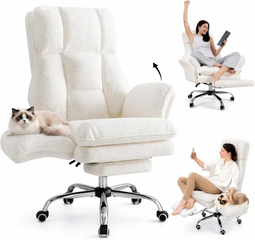 Vista 12 de HOMRELEXA Silla de oficina con patas cruzadas, silla de escritorio ergonómica cruzada en nube, silla de meditación con ruedas, asiento ajustable