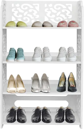 Vista 5 de Estante para zapatos, estante organizador de almacenamiento de zapatos, soporte de exhibición de zapatos que ahorra espacio para el hogar, sala