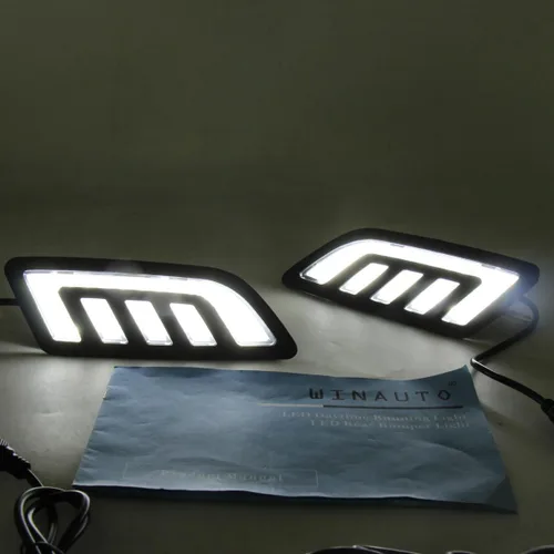 Vista 4 de Auto-Tech - 1 par de luces LED de circulación diurna DRL con luz amarilla de repuesto para Nissan NP300/NAVARA 2016-2019