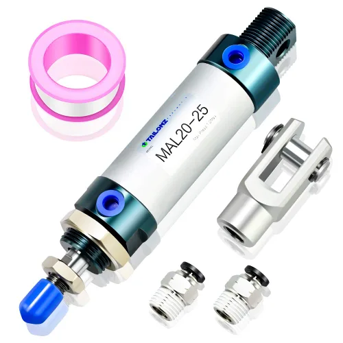 Vista 28 de TAILONZ PNEUMATIC Cilindro de Aire de 16mm Orificio 25mm Carrera de Doble Acción con Conector Y y 2 Piezas de Conexión de 6mm MAL16x25