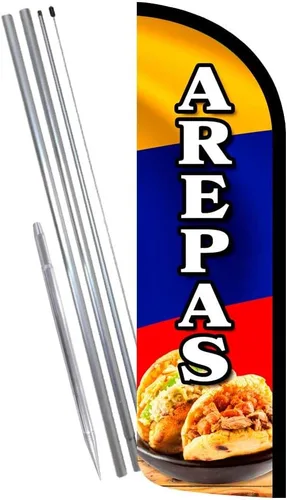 Vista 3 de Arepas - Bandera de plumas Polyknit sin viento (3 x 11.5 pies)
