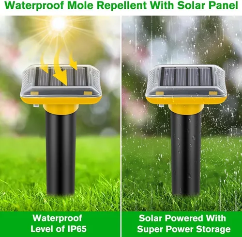 Vista 4 de Repelente ultrasónico de topos al aire libre, paquete de 6 repelentes solares para césped y jardín, trampas impermeables para matar topos, repele