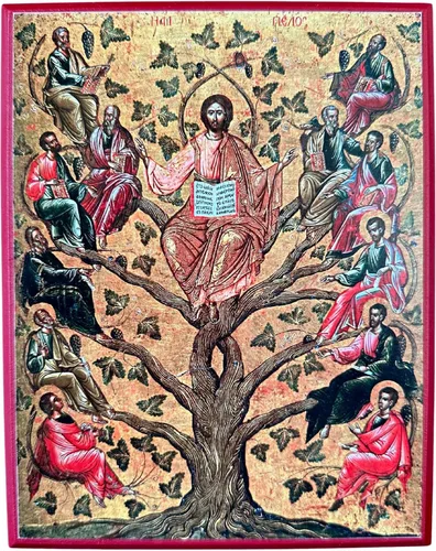 Vista 6 de Icono cristiano ortodoxo griego de madera Jesucristo la vid verdadera (5.5 x 7.5 pulgadas)