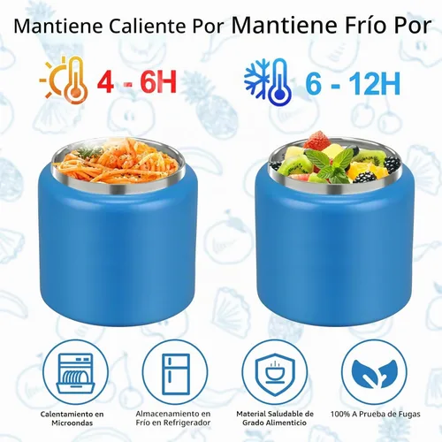 Vista 2 de JXXM Tarro de comida con doble aislamiento 2 en 1 de 13.5 onzas, termo de sopa con contenedor de aperitivos para niños, termo para comida caliente
