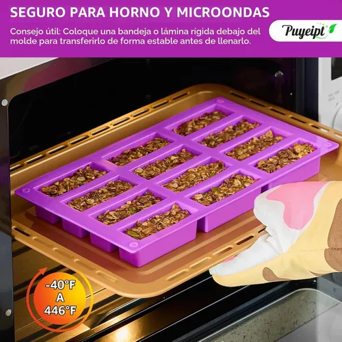 Vista 5 de Puyeipt Moldes de barra de granola, paquete de 2, 24 cavidades