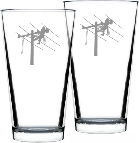 Vista 7 de Bevvee Lineman - Vaso de pinta para electricista, regalos para electricistas, vasos de 16 onzas Bevvee Electrician gift ideas for electricians