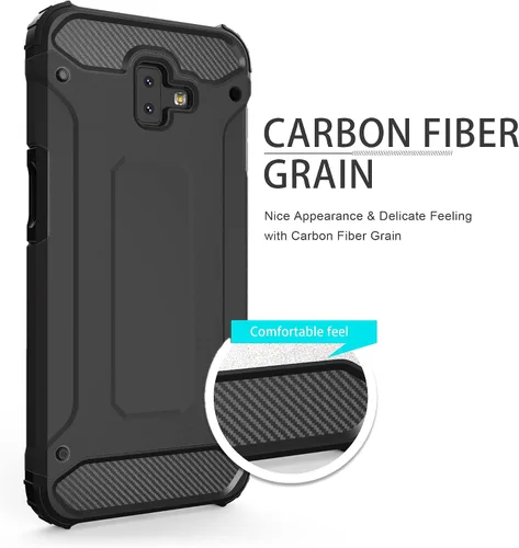 Vista 6 de Asuwish Funda protectora para Samsung Galaxy J6 Plus 2018 con protector de pantalla de vidrio templado y accesorios delgados de doble celda, Gaxaly
