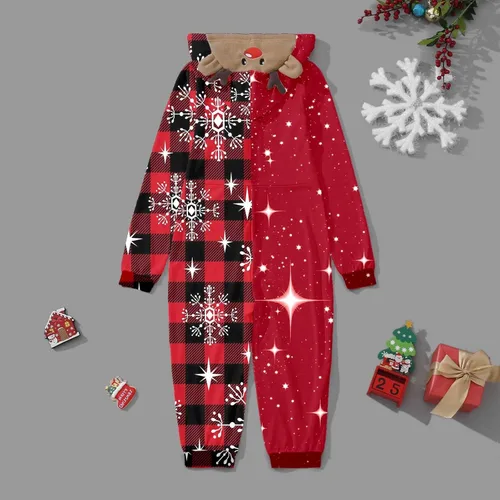 Vista 4 de Conjunto de pijamas de Navidad familiares a juego, enterizo, pijamas familiares de Navidad a juego, camiseta y parte inferior para descansar