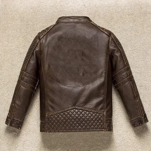 Vista 4 de BUDERMMY Chaqueta de motocicleta para niños, chaquetas de piel sintética para niños, abrigos para fiestas de disfraces impermeables