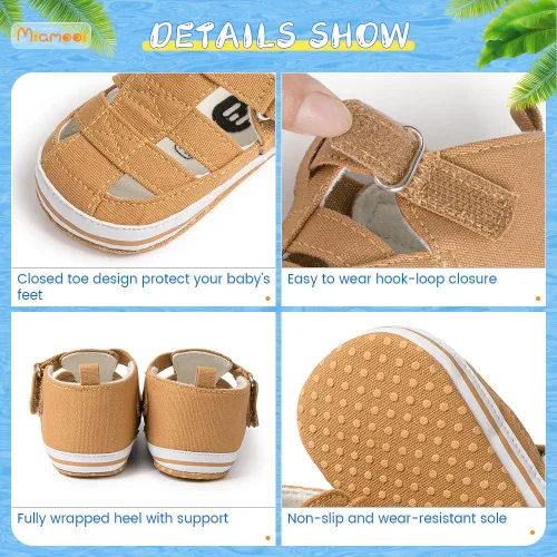 Vista 5 de Miamooi Sandalias de playa de verano para bebés, niños y niñas, antideslizantes, suela de goma suave, zapatos para primeros pasos al aire libre