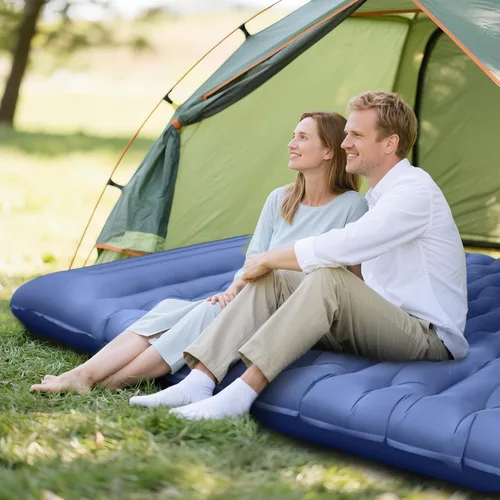 Vista 7 de Colchoneta de Dormir para Campamento, Alfombrilla de Campamento Extra Gruesa de 6" con Almohada Bomba de Pie Incorporada, Alfombrilla Inflable Ultra