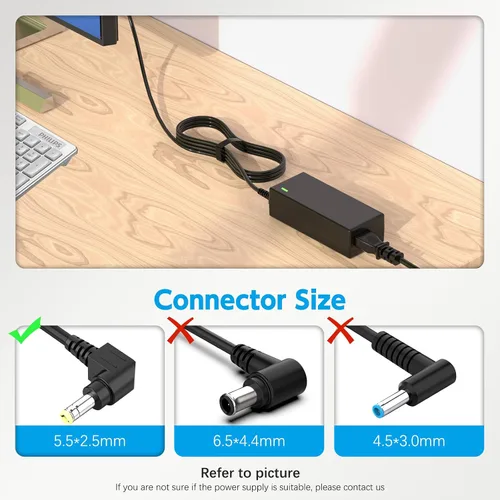 Vista 4 de Cable de alimentación de 19 V compatible con monitor HP de 20" 21.5" 23" 23.8" 25" 27"; 22cwa 25vx 22bw 23bw 23cw 24ea 24es 25bw 25es 25xw 27bw 27xi