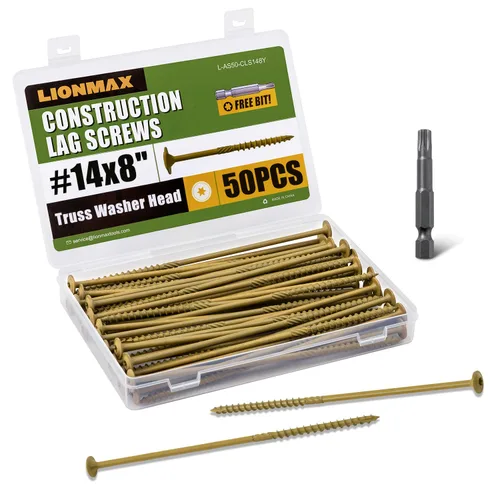 Vista 29 de LIONMAX Tornillos de retraso de 2-1/2 pulgadas, tornillo de madera estructural #14 x 2-1/2, 50 tornillos de construcción resistentes, resistentes a
