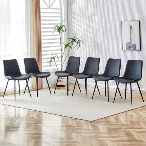 Vista 10 de gopop Juego de 4 sillas de comedor, modernas sillas de comedor de cocina, sillas laterales tapizadas para comedor en piel sintética, respaldos
