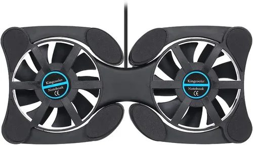 Vista 5 de QUZHI Mini portátil plegable plegable USB ventilador dual enfriador almohadilla de enfriamiento para PC portátil portátil 7